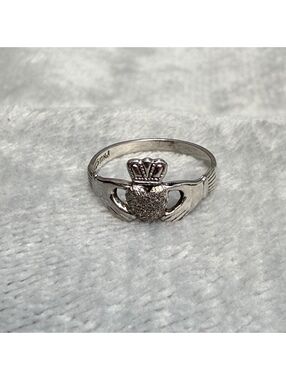 Irish Silver Claddagh Ring 925 Sterling Size 7 7.5 Heart Crown Hands Maker MH